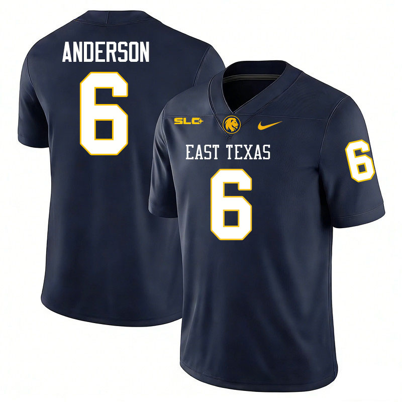 East Texas A&M Lions #6 Kyree Anderson College Football Jerseys,Uniforms-Navy